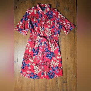 Red floral mini dress